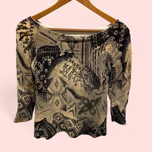 Y2K southwest beaded sequin urban southwest boat neck lightweight sweater